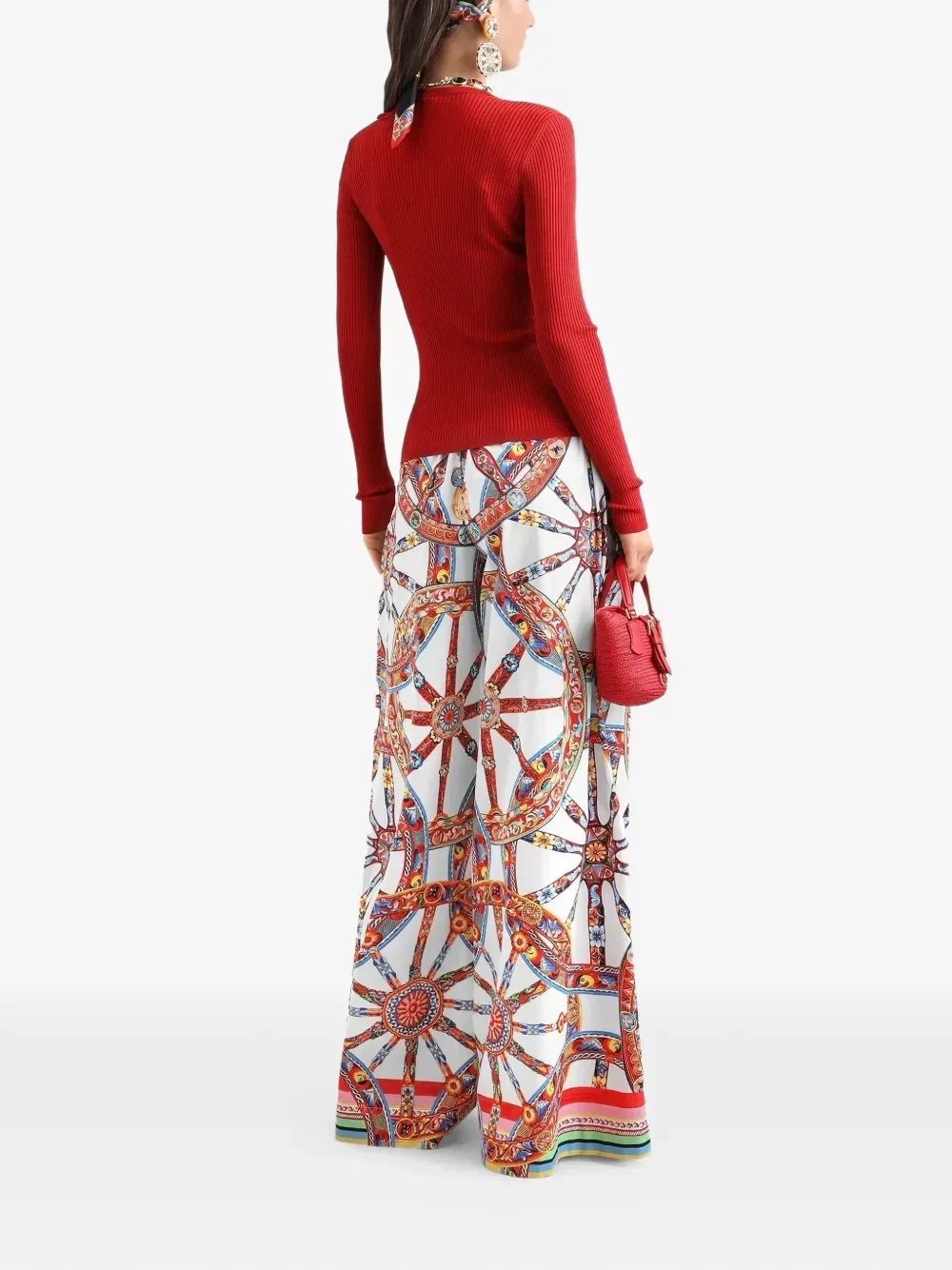 Поплиновые брюки с принтом Carretto Dolce & Gabbana, белый — фото 3