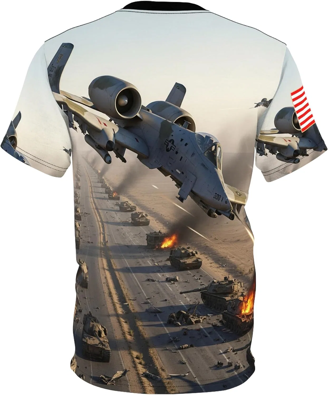 Футболка с принтом Highway of Death A-10 Attack Gulf War, Black Stitching — фото 3