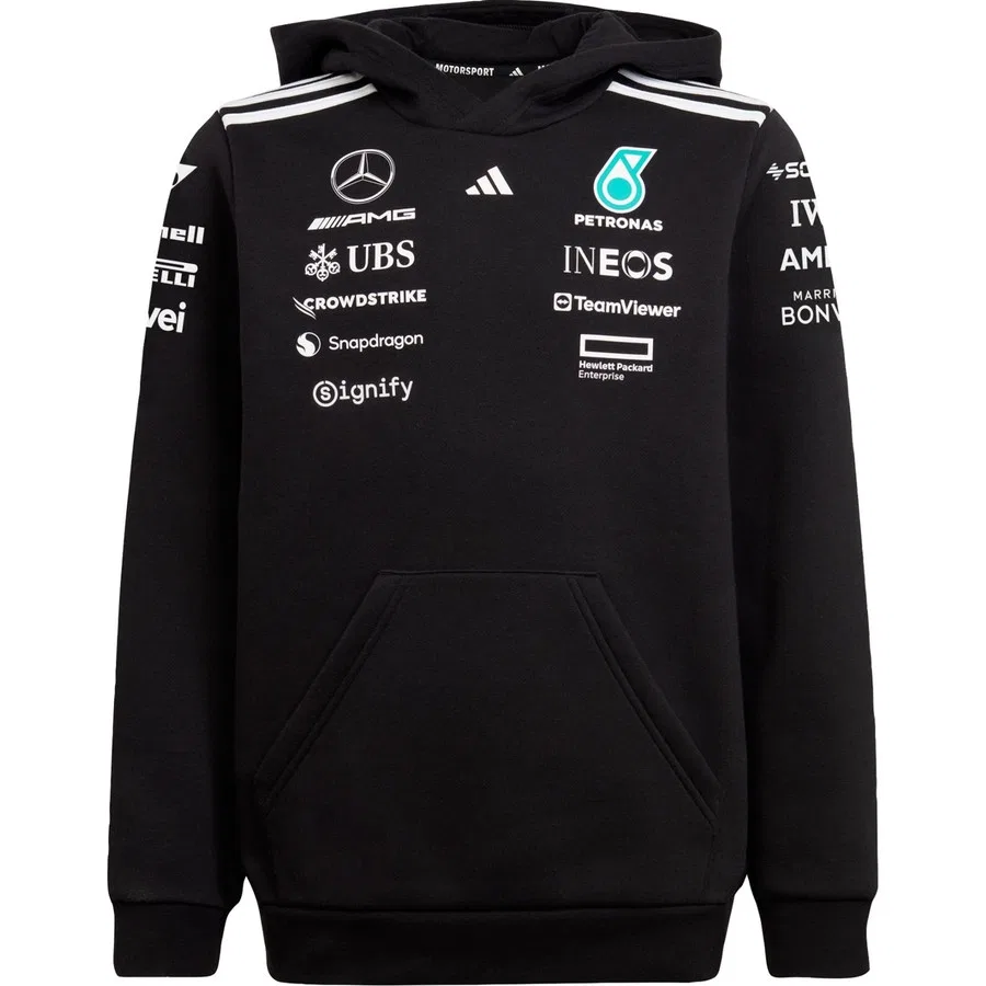 Детский худи с капюшоном Mercedes AMG Petronas Team adidas, Черный — фото 4