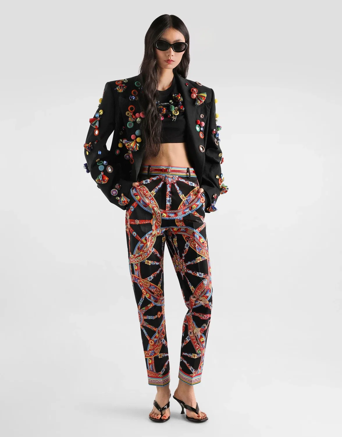 Футболка из джерси с аппликациями DOLCE & GABBANA, черный — фото 2