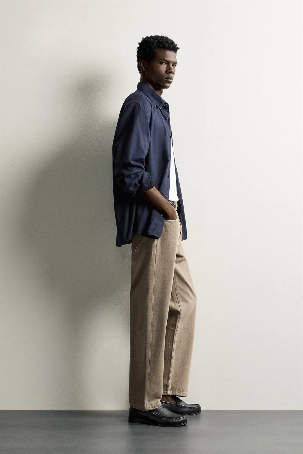 Джинсы стандартного кроя ZARA, Khaki — фото 4