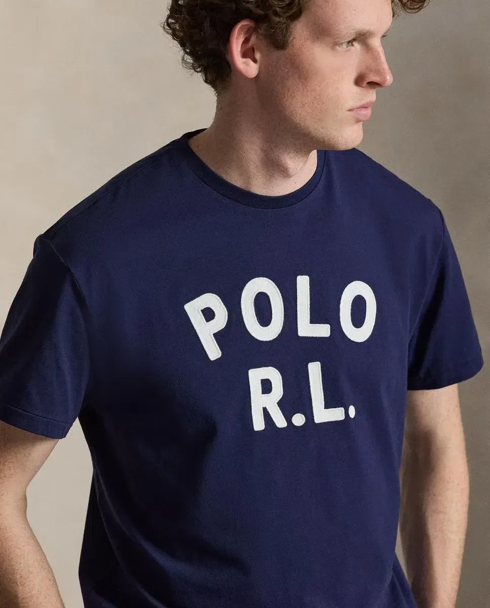 Мужская футболка хлопковая с логотипом Polo Ralph Lauren, Azul Marino — фото 3