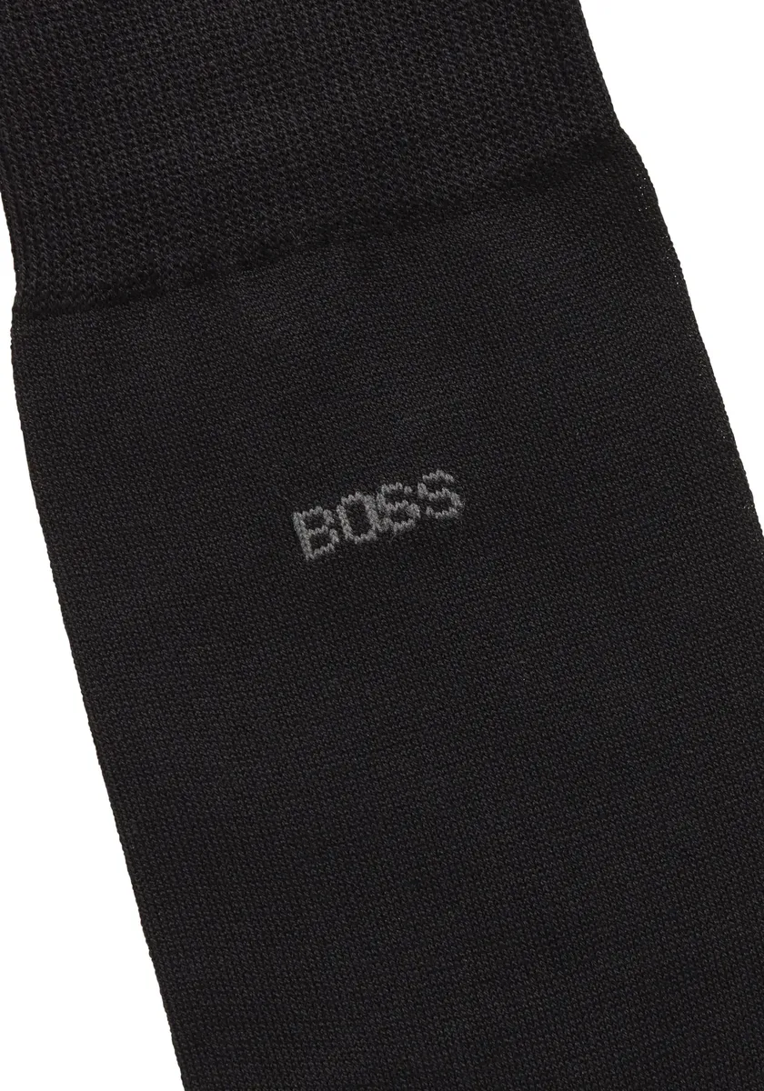 Деловые носки BOSS "George RS Uni MC" (пакет), с тонкой вязаной надписью логотипа BOSS, черный — фото 2