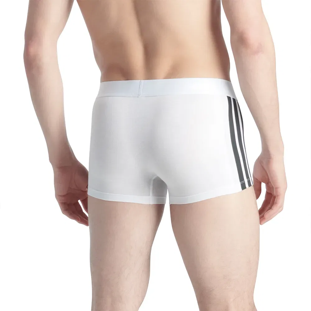 Мужские боксеры с эластичным поясом и фирменными тремя полосами Adidas, White — фото 2