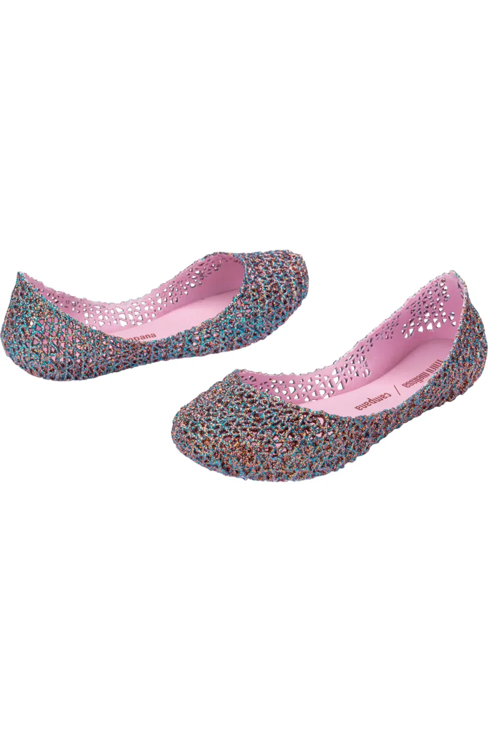 Детские туфли лоферы с блестками Campana Zigzag Mini Melissa, Pink Multi Glitter — фото 4