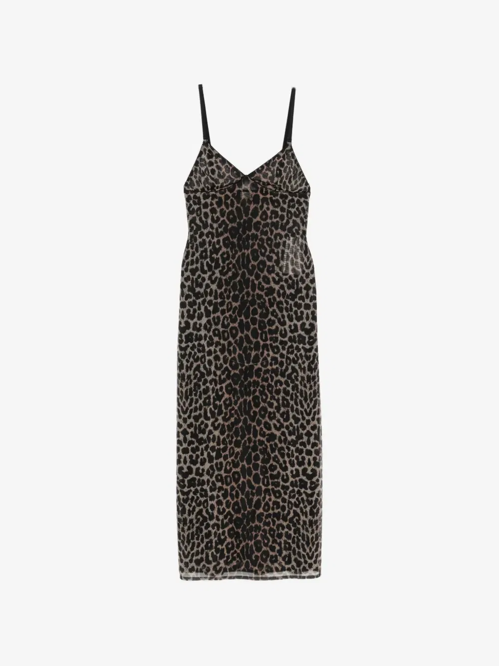 Платье миди с леопардовым принтом Saint Laurent, коричневый