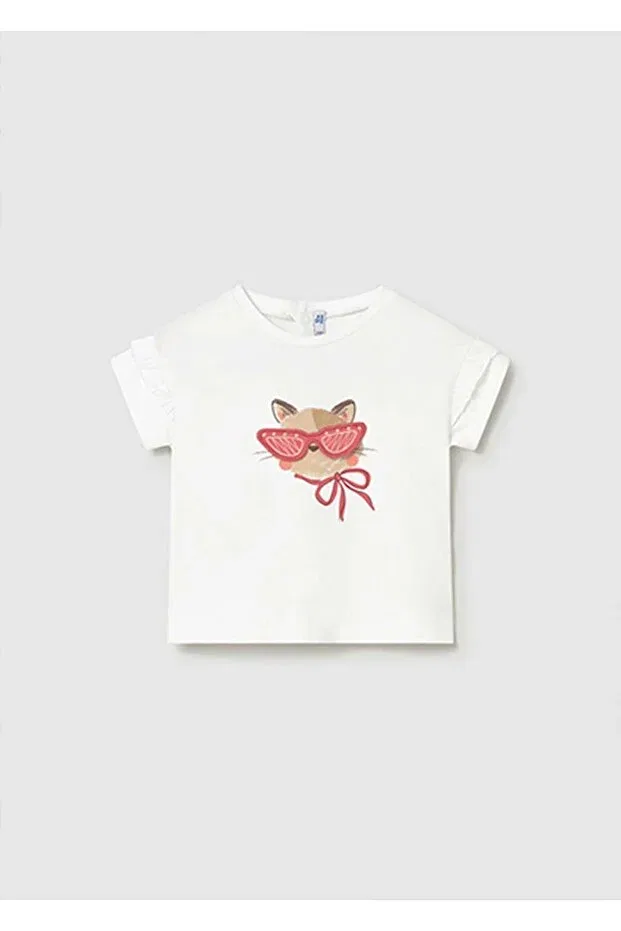 Детская футболка для девочек с принтом Summer Baby Girl Printed Tshirt Mayoral, Ecru