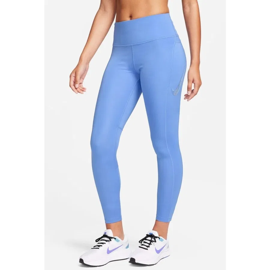 Женские спортивные леггинсы Dri-FIT с высокой посадкой и 3 карманами, Nike, Синий