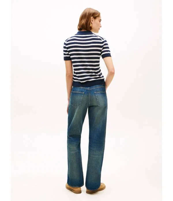 Женское поло Slim Fit с шелком Tommy Hilfiger, Blu Marino — фото 3