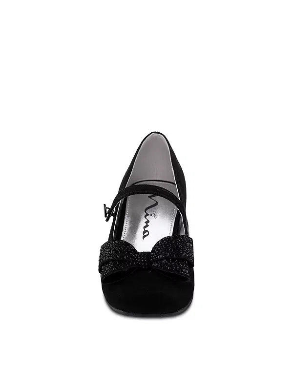 Детские классические туфли для девочек с мыском квадратной формы Nole Dressy Maryjane Shoes Nina, Black Micr — фото 3