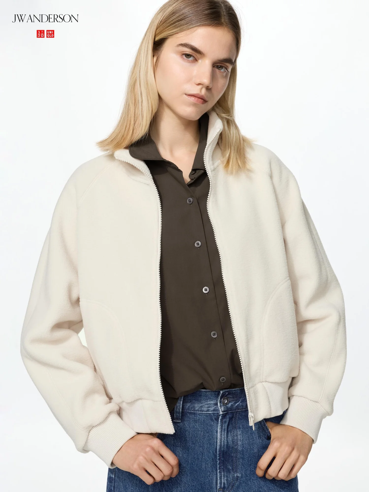 Куртка Uniqlo and JW Anderson Short из флисовой ткани, 30 натуральный