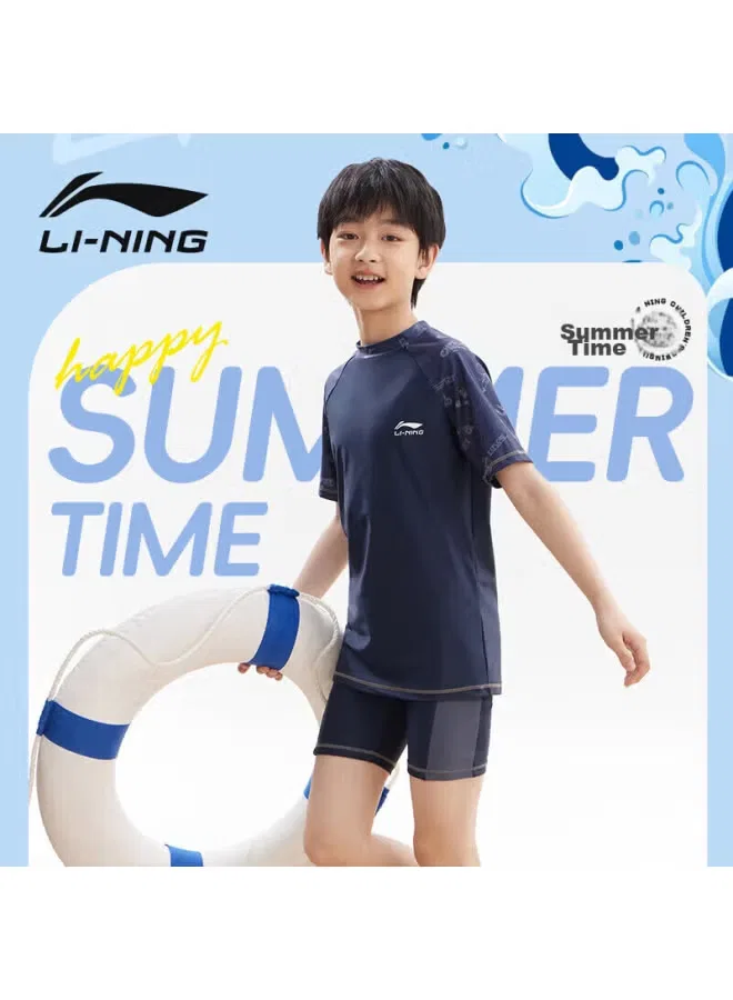 Плавки детские для мальчиков с принтом, комплект, 381, Li-Ning, синий