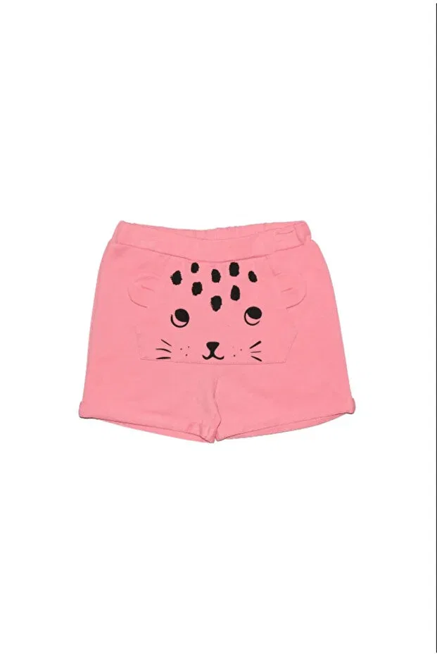 Детские шорты для девочек с карманом кенгуру Basics Lovetti, Salmon — фото 3