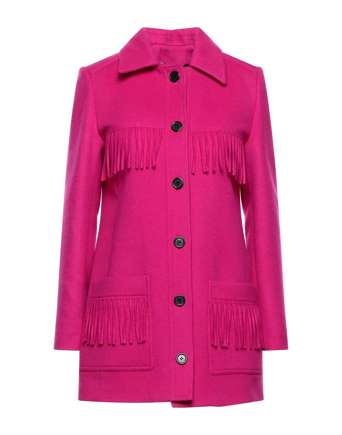 Женское однобортное пальто из фетра с бахромой Fuchsia, Saint Laurent