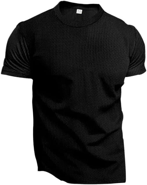 Мужская облегающая футболка с круглым вырезом Mesh Textured, Black — фото 3