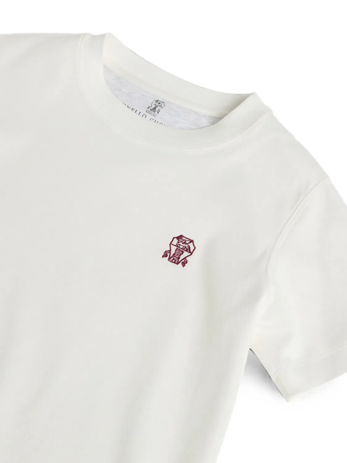 Футболка с вышитым логотипом Brunello Cucinelli Kids, нейтральные цвета — фото 3