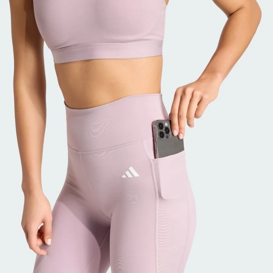 Спортивные леггинсы с карманом Optimé Essentials Stash Pocket Full-Length adidas, Светло-зеленый — фото 4