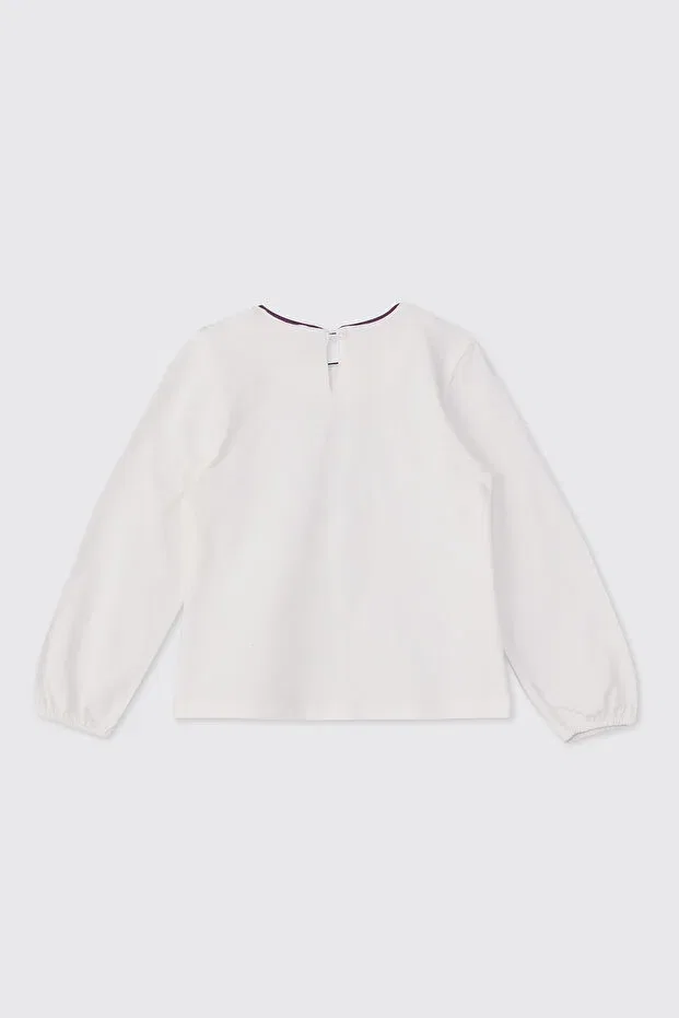 Детская футболка для девочек с принтом Panço, Ekru — фото 2