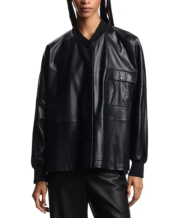 Женская куртка из кожи Emporio Armani, Black Beauty