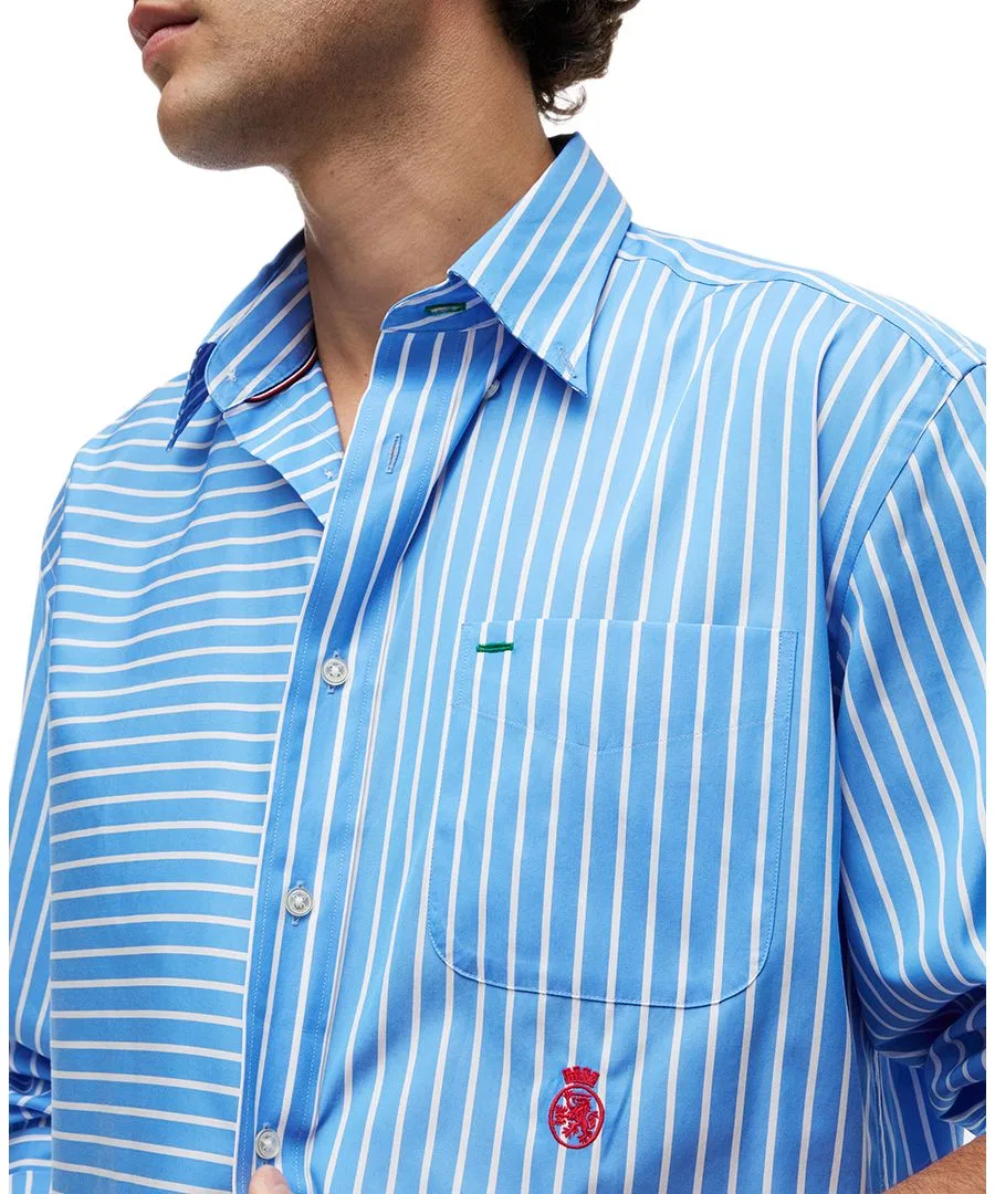 Рубашка с асимметричным принтом, модель Color-Block Tommy Hilfiger, Blue Spell Stripe — фото 3