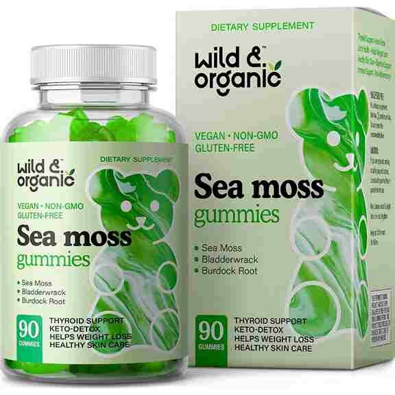 

Комплекс с морским мхом Wild & Organic Sea Moss Gummies, 90 жевательных конфет