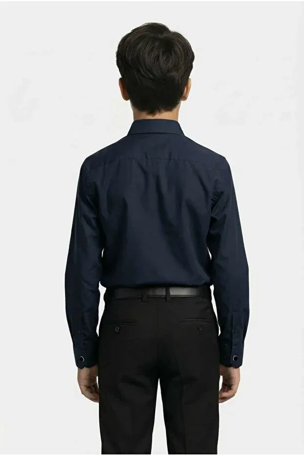 Детская рубашка для мальчиков классический воротник Sirri, Navy Blue — фото 3