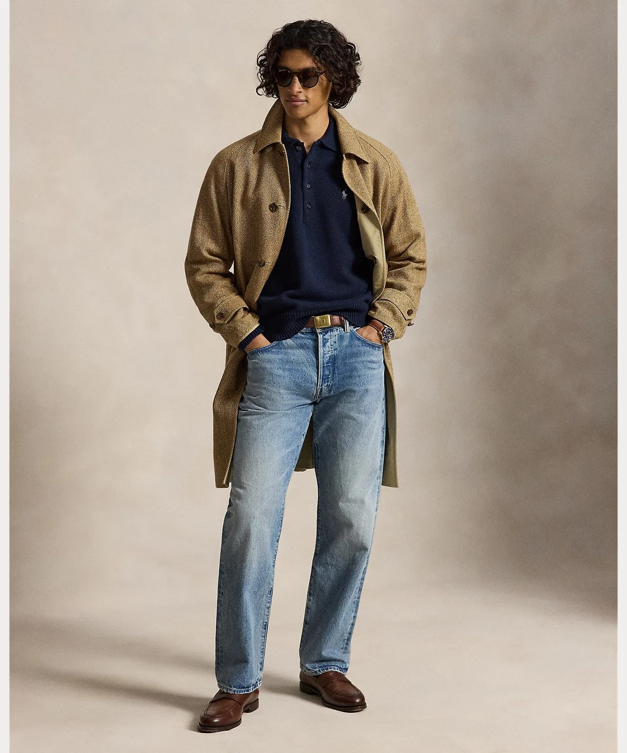 Мужской свитер с длинным рукавомRelaxed Fit Cable Cotton Polo POLO RALPH LAUREN, Синий — фото 3