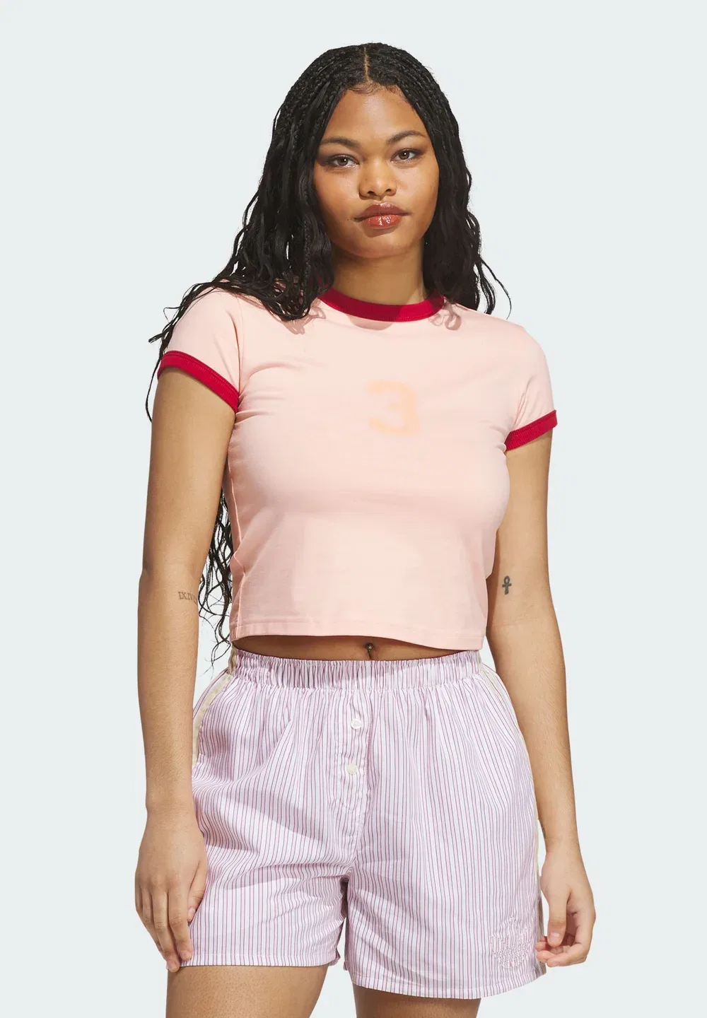 Детская футболка с графическим принтом и контрастной отделкой Adidas Originals, Glow Pink