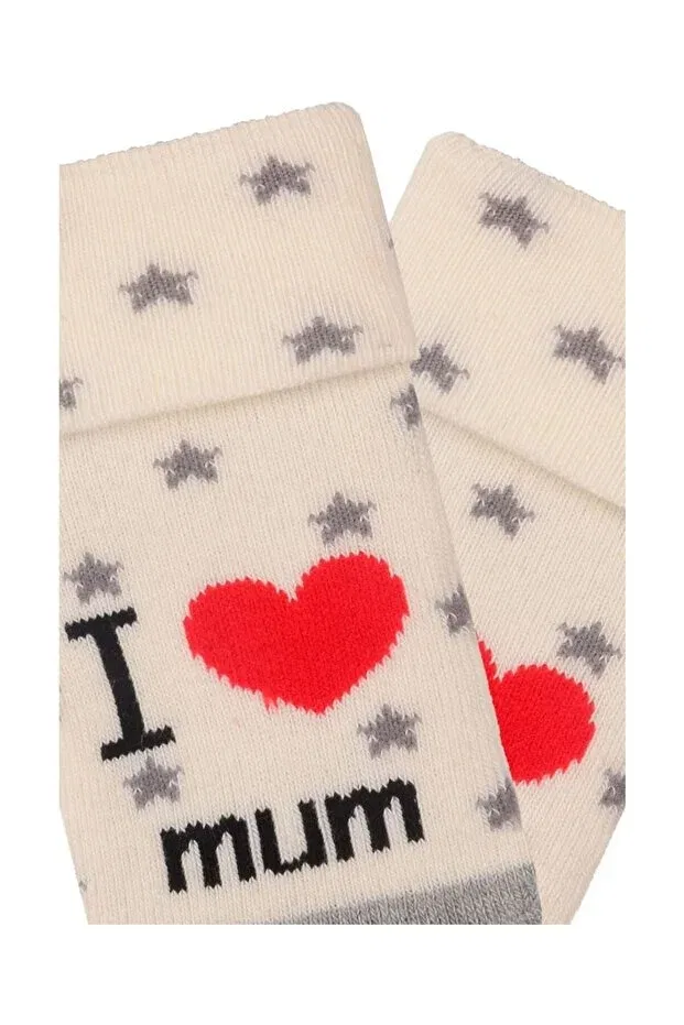 Детские носки для девочек с рисунком Сердце 3-Piece family themed non-slip sole baby girl towel socks Generic Brands, Nude Color — фото 3