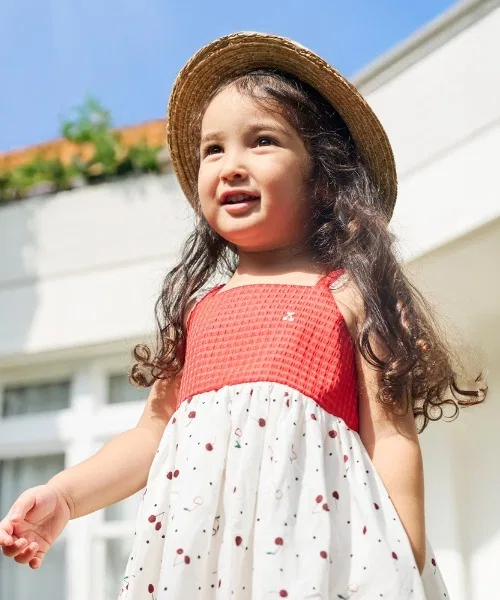 Детское платье-комбинезон с принтом Cherry Camisole Dress 10mois