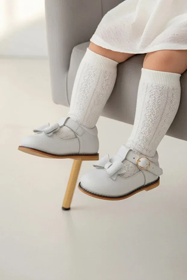 Детские туфли для девочек ортопедические из натуральной кожи Cevoclub Kids, White — фото 3