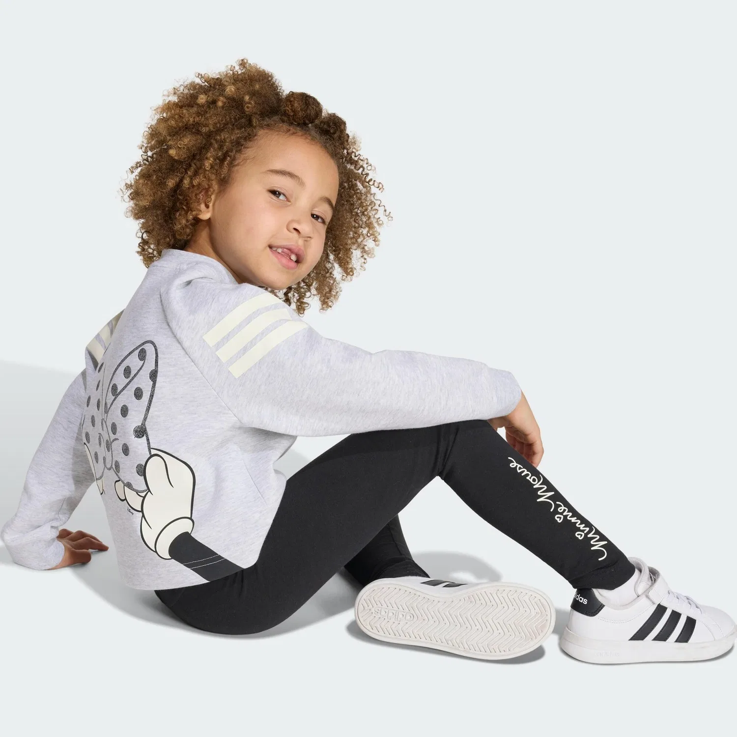 Детский спортивный костюм с принтом Minnie Mouse Adidas, Hellgrau Weiss — фото 4