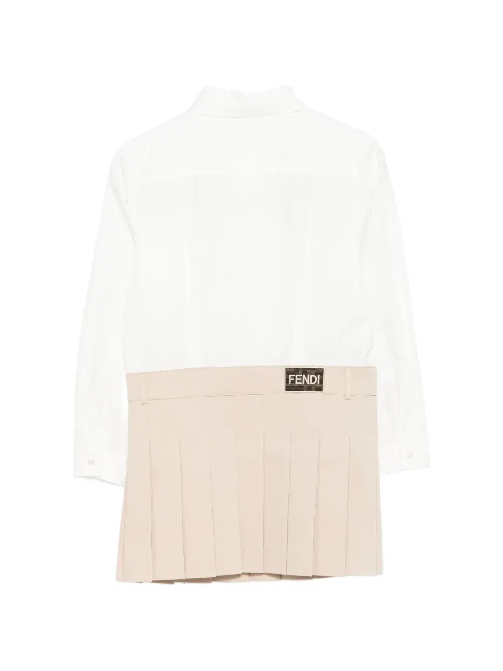 Платье со складчатой юбкой и оборками Fendi Kids, белый — фото 2