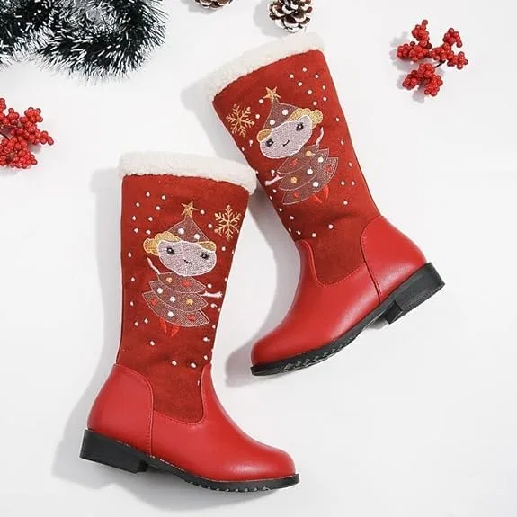 Детские зимние сапоги для девочек с молнией Winter Princess Boots, Red — фото 4