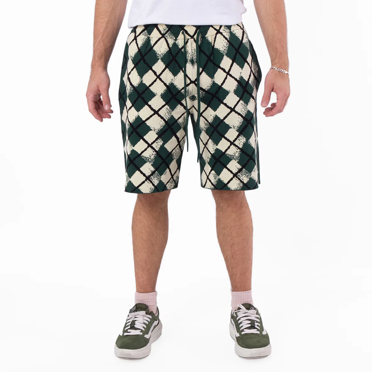 Шорты с ромбовидным узором Knitted Argyle Pattern Cotton Shorts Burberry