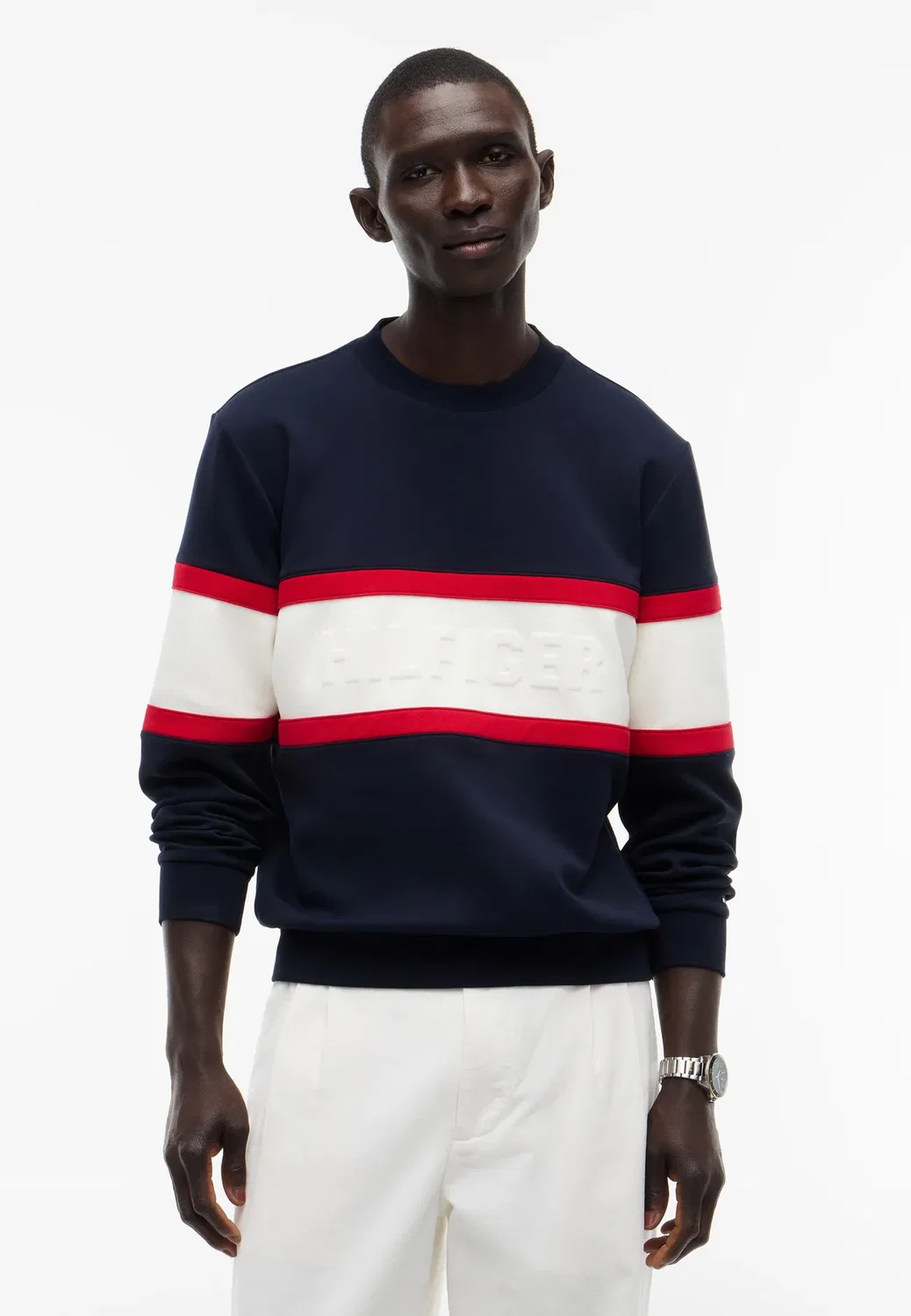 Толстовка в стиле интекно с цветовыми блоками Tommy Hilfiger, Navy Blue