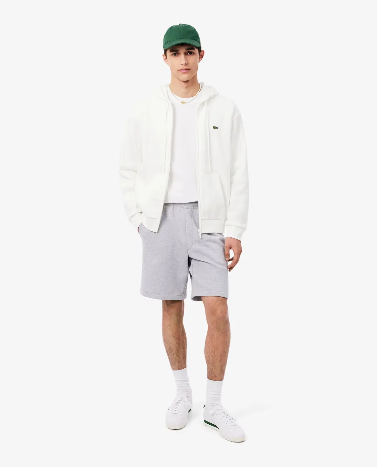 Мужская худи Lacoste с капюшоном из футера, свободный крой, Blanco — фото 4
