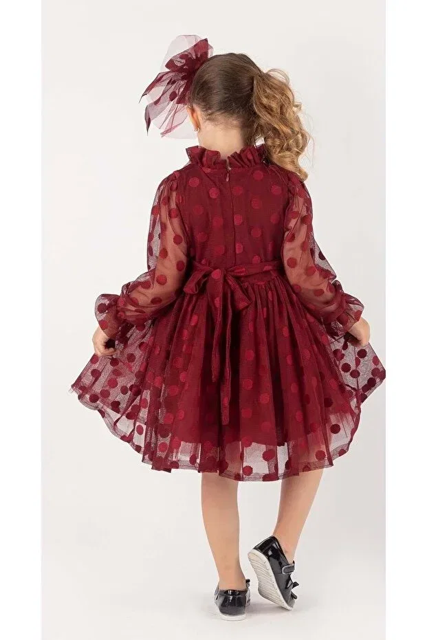 Детское платье для девочек с принтом Princess buckled style S.T. Sebat Tekstil, Dark Bordo — фото 3