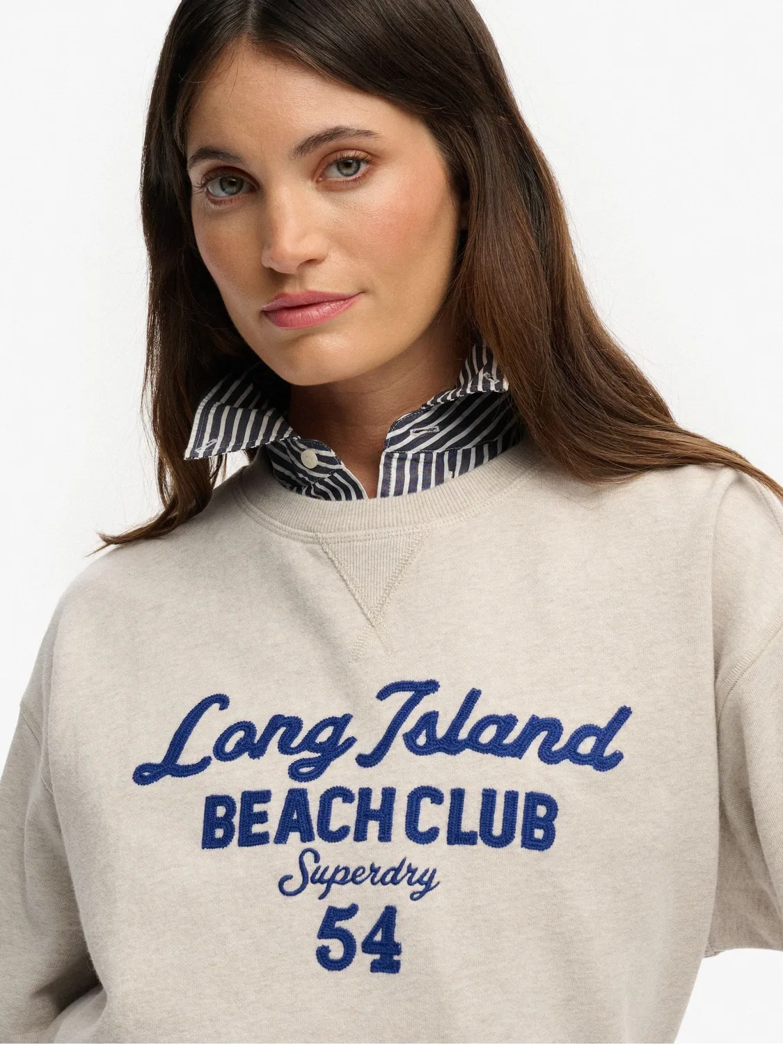 Свитшот оверсайз Beach Club Loose Crew Superdry, кремовый