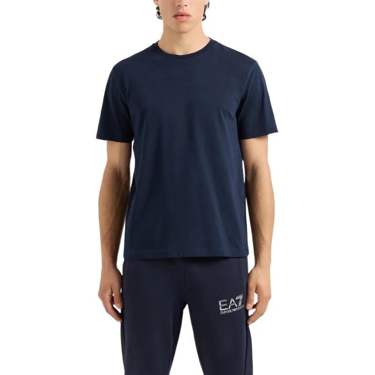 Мужская футболка с коротким рукавом с принтом EA7 Letter Logo Emporio Armani, Navy Blue — фото 4