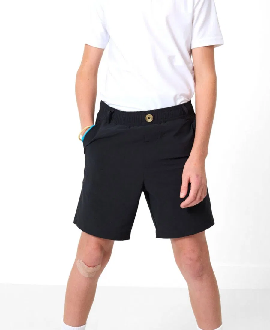 Шорты с декоративной пуговицей и шлевками Courtside Kids, Black — фото 2
