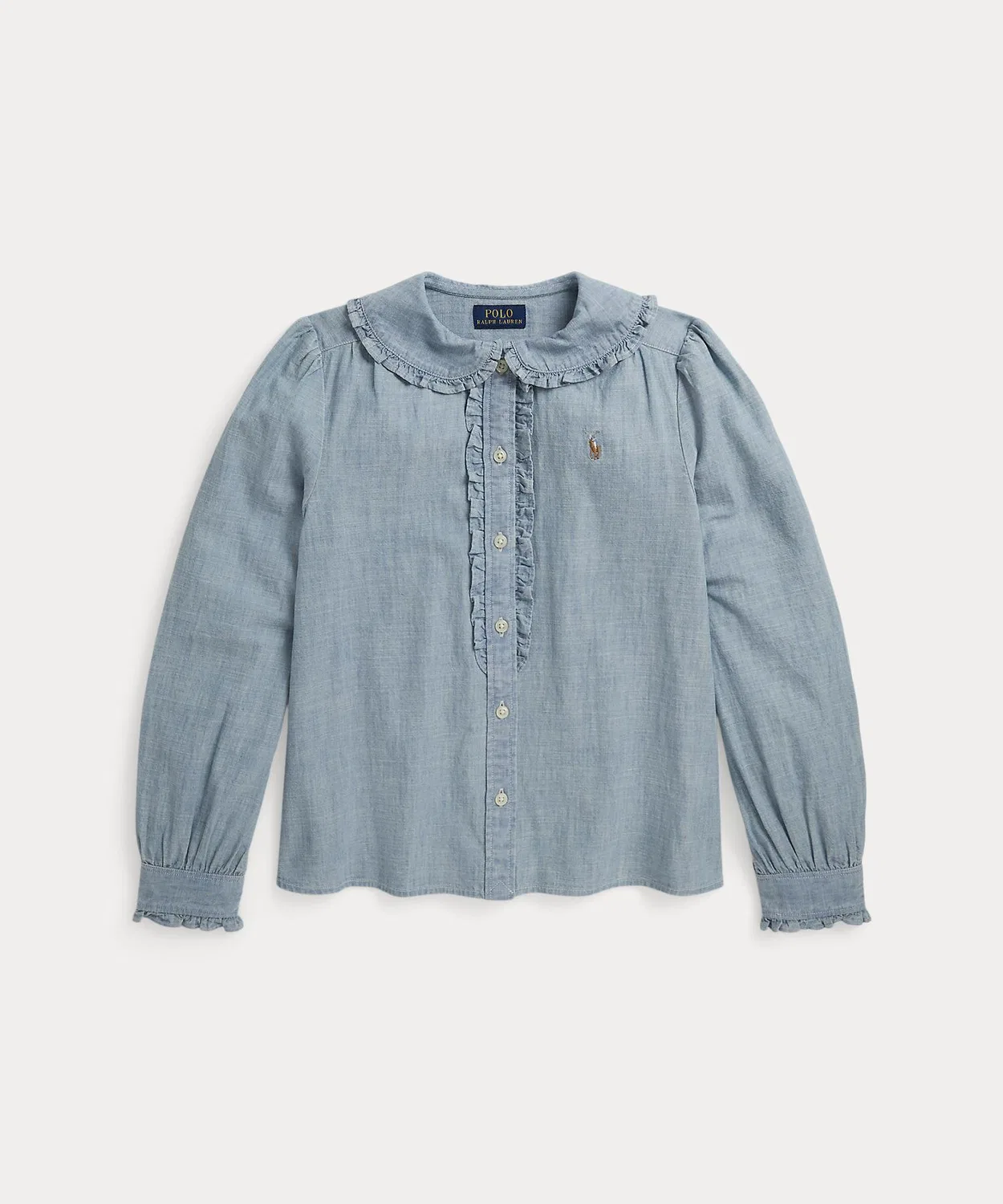 Детская блузка с длинным рукавом модель с воланами POLO RALPH LAUREN CHILDRENSWEAR, Blue