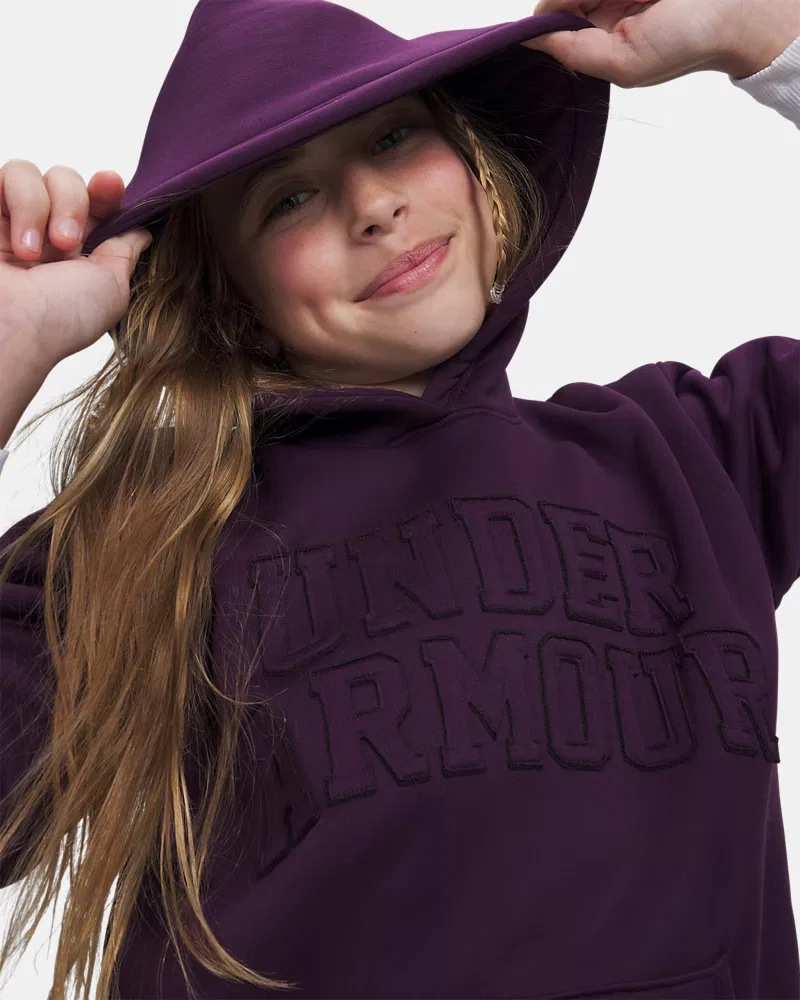 Детское худи с начесом и кенгуру-карманом Armour Fleece UnderArmour, Purple Echo — фото 3