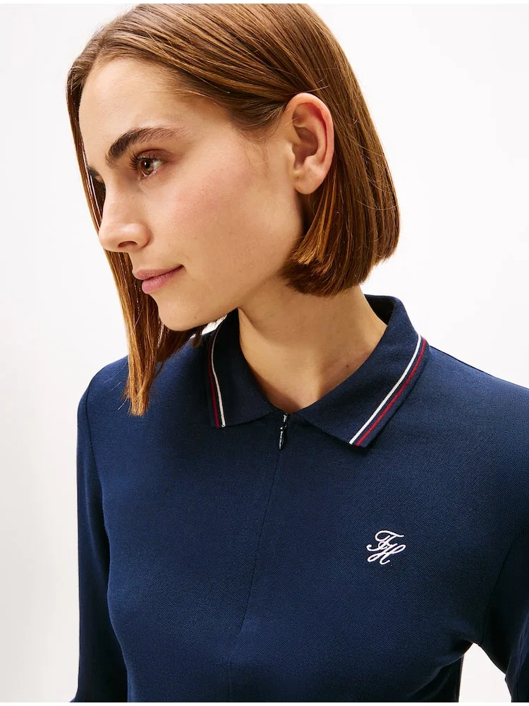 Футболка с длинным рукавом, полузастежка TOMMY HILFIGER, Navy — фото 2