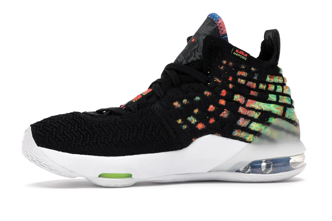 Детские кроссовки для мальчиков баскетбольные Nike LeBron 17, Black/Black-Multi-Color — фото 3