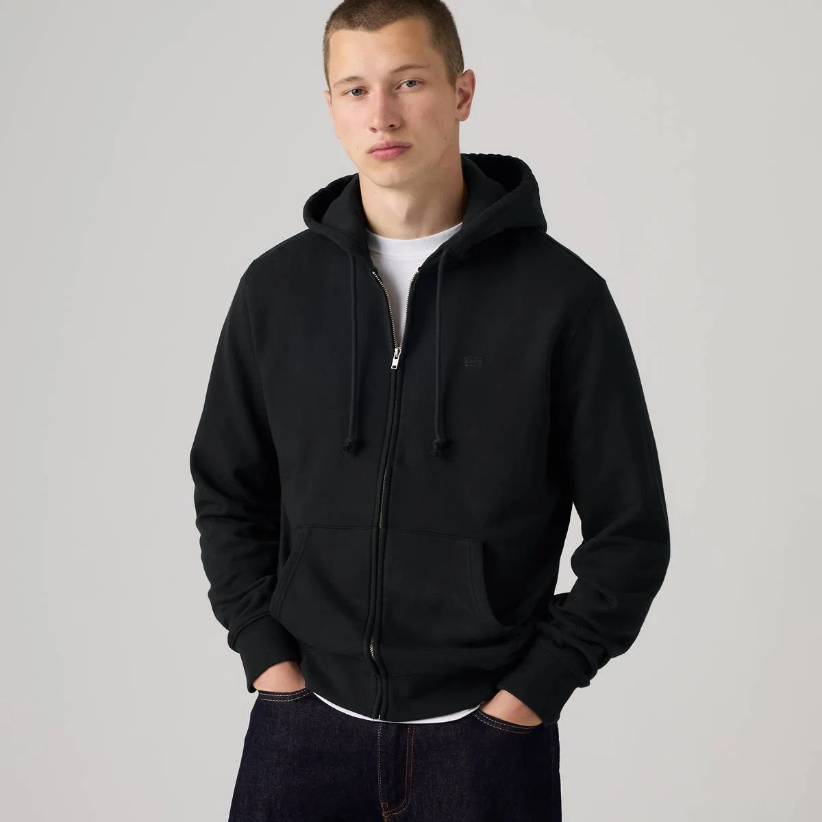 Оригинальная фирменная толстовка на молнии Levi's, Mineral Black - Black