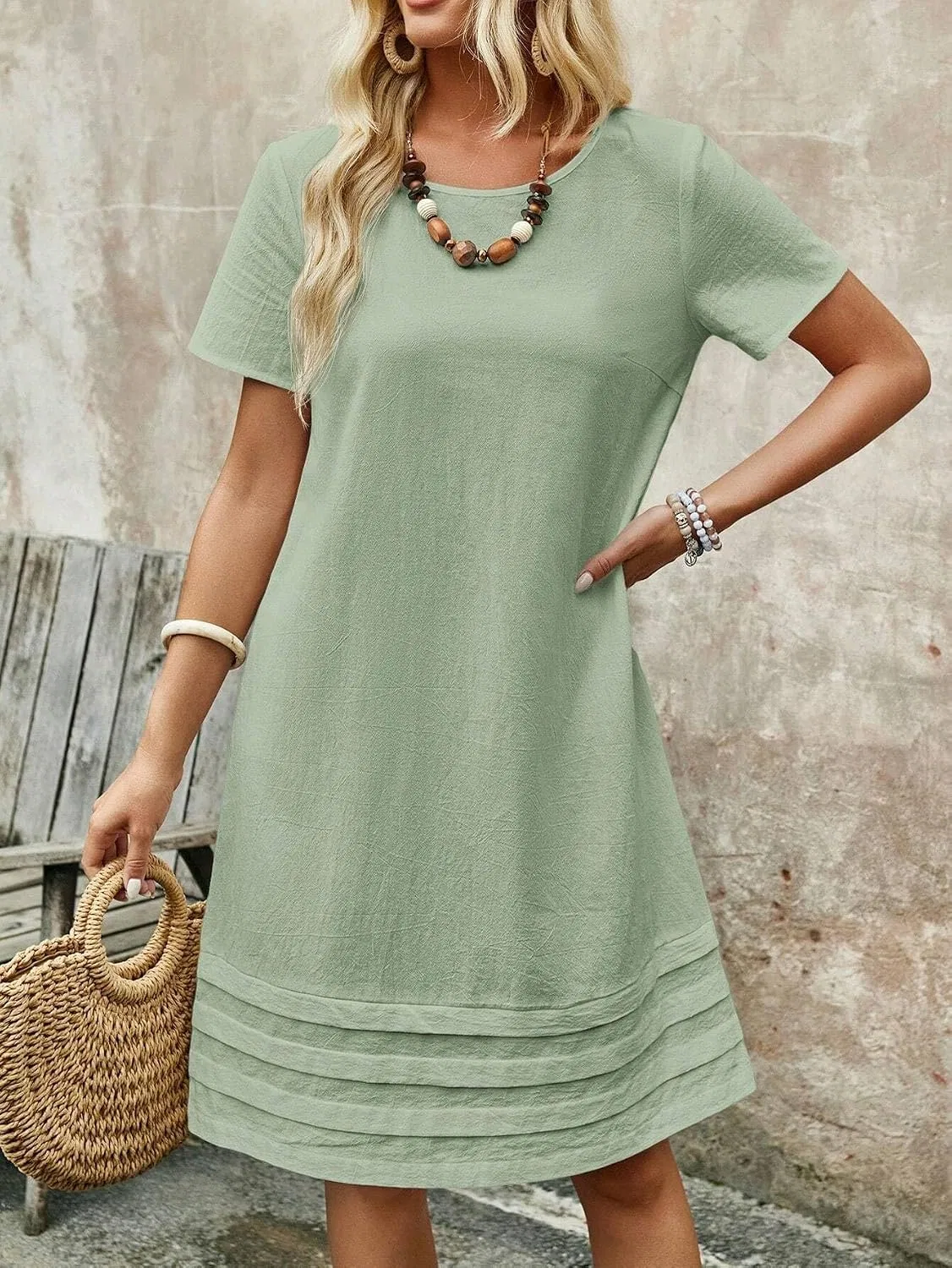 Женское повседневное платье с защипами Knee Length Tee, Mint Green — фото 3