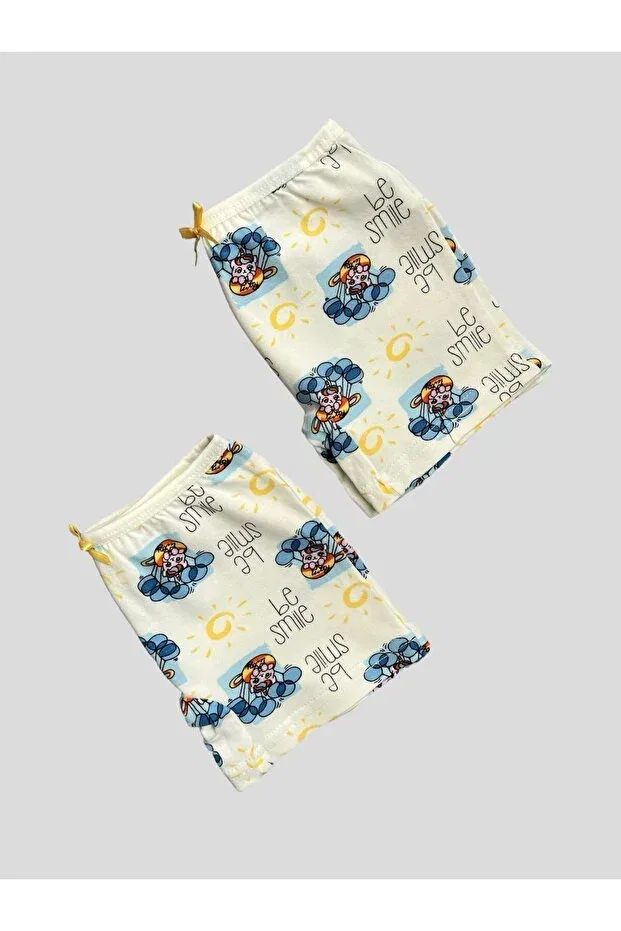 Детский комплект боксеров для девочек хлопковый с принтом Sun and Balloon Elmas Kids, White