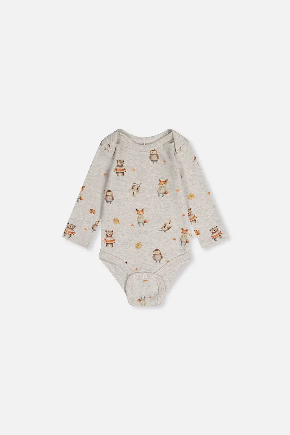 Детский боди-комбинезон с длинным рукавом с принтом Organic Cotton Onesie Beige Animal Print Deux par Deux, Beige Animal Print — фото 3