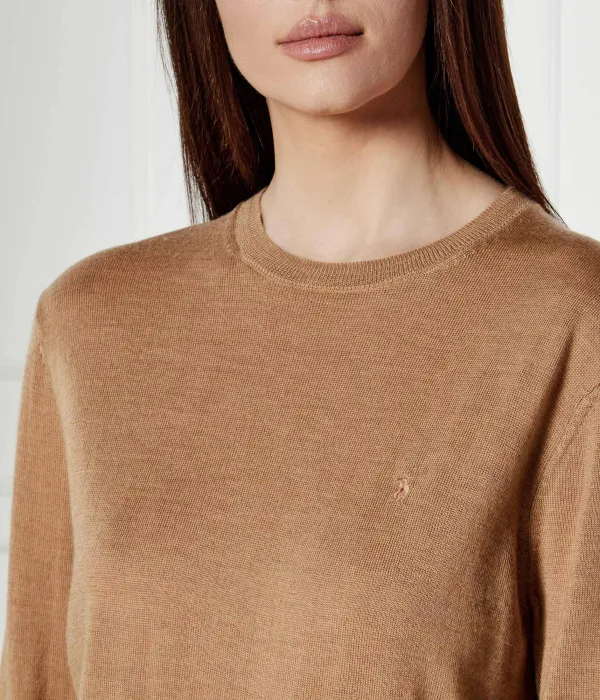 Шерстяной свитер Loose fit Polo Ralph Lauren, бежевый — фото 4